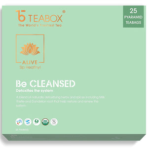 Teabox Be Cleansed Herbal Tea Bags 25 Pieces | 0% Caffeine Wellness Tea for Natural Body Detox | Made with Milk Thistle, Dandelion and Exotic Ayurvedic Herbs