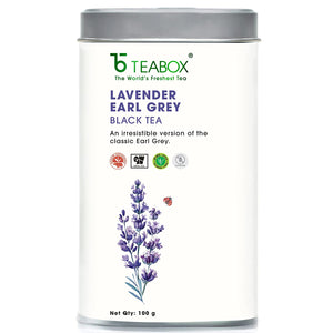 Teabox Lavender Earl Grey Black Tea Loose Leaves 100 Grams | Blend Of Black Tea, Cornflower, Bergamot Oil & Lavender