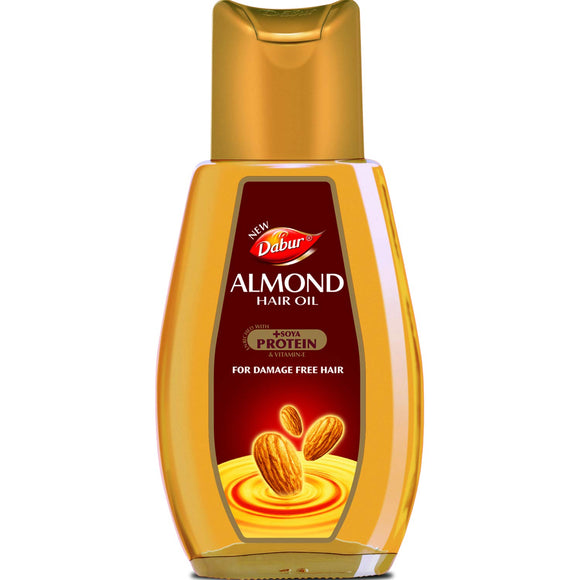 Dabur Almond Hair Oil with Almonds, Soya Protein and Vitamin E for Non Sticky, Damage free Hair - 200ml
