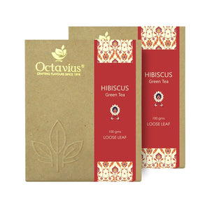 Octavius Hibiscus Clove and Lemon grass Green loose leaf tea 100 Gms ( Pack of 2 )