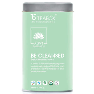 Teabox Be Cleansed Herbal Tea Loose Leaves 100 Grams | 0% Caffeine Wellness Tea for Natural Body Detox | Made with Milk Thistle, Dandelion and Exotic Ayurvedic Herbs