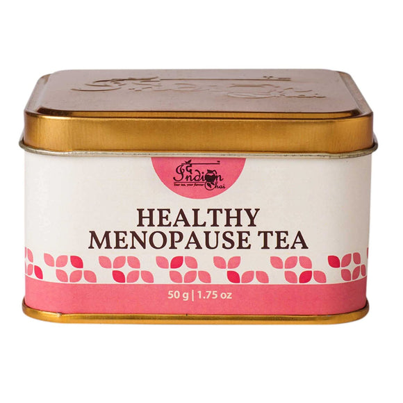 The Indian Chai – Healthy Menopause Tea 50g with Raspberry Leaves, Red Clover Flower, Vetiver Root, Guggul etc for Mood Swings, Irritability, Hot Flashes & Night Sweats Relief, Herbal Tea