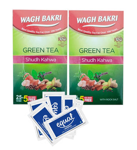 Wagh Bakri Shudh Kahwa 25 Tea Bags + 5 Tea bags Free ( Pack of 2 ) With 25 Equal Sugar free sachet