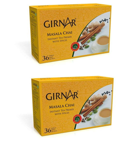 Girnar Instant Tea Premix with Masala, 36 Sachets (36 Sachet (with Sugar) - Pack of 2)