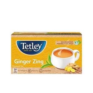 Tata Tetley | Ginger Zing Flavoured Chai | Black Tea | 50 Tea Bags