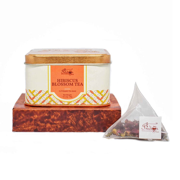 The Indian Chai - Hibiscus Floral Blossom Tea 15 Pyramid Tea Bags | Caffeine Free | with Hibiscus, Chamomile, Calendula, Rose and more | Delicious Blend