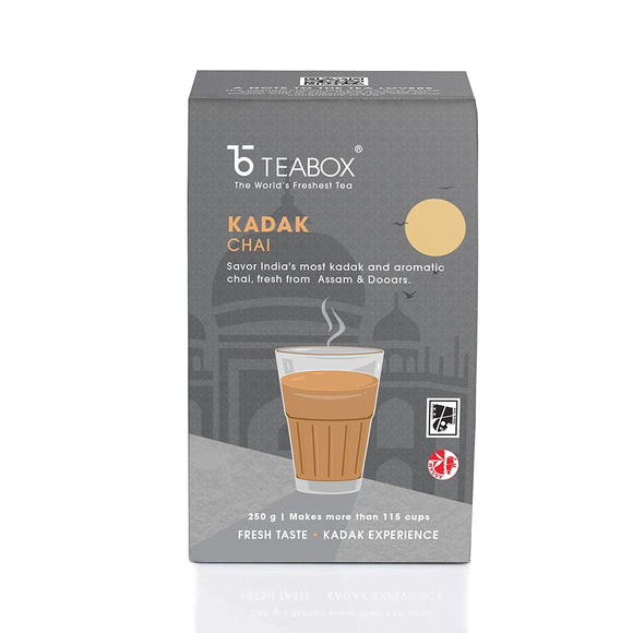Teabox Fresh Kadak Chai 250 g Mono Carton Vacuum Sealed Pack | Premium CTC Chai | Strong Taste and Aroma | Fresh From The Estates Of Assam & Dooars