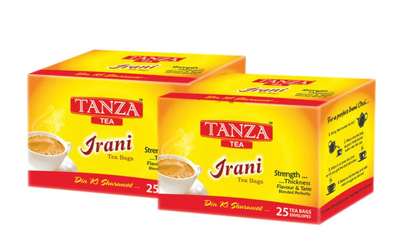 Tanza Tea Irani Tea Bags | Irani Dust Tea | 25 Tea Bag Envelopes | Pack of 2 (25 X 2 = 50 Tea Bag Envelopes)