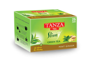 Tanza Tea Slim Green Tea | Mint Ginger Flavoured | 25 Tea Bag Envelopes