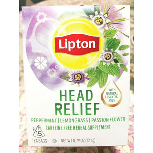 Lipton Head Relief Peppermint Lemongrass & Passion Flower Flavor 15 Tea Bags, 22.4g