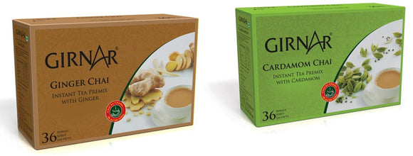 Girnar Instant Premix With Ginger (36 Sachets) + Girnar Instant Premix Cardamom (504g)