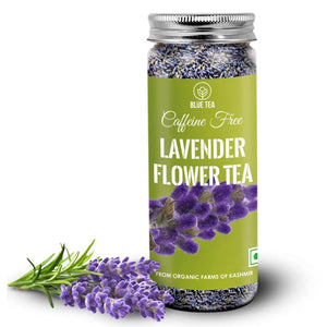 BLUE TEA - Pure Organic Lavender Flower Tea 30g- 30 cups | Sun Dried Flowers | Organic Farms of Kashmir | Iced Tea, Flavored Syrups, Cocktails, Organic Soap Making & Infusion