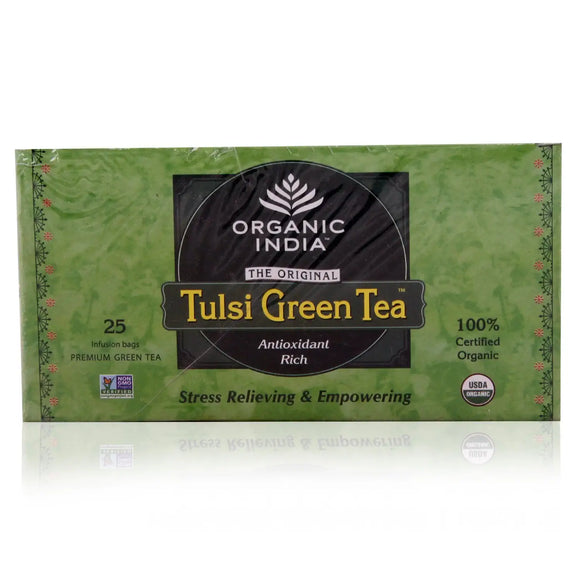 Organic India Tulsi Tea - Green Tea, 25 Bags Carton