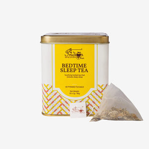The Indian Chai – Bedtime Sleep Tea 30 Pyramid Tea Bags with Passion Flower, Valerian Root, Chamomile Flower, Gotu Kola etc for Restful and Peaceful Sleep, Herbal Tea