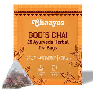 Chaayos Ayurvedic Herbal Tea (God's Chai) Tea Bags - 25 Pyramid Tea Bags | Contains 21 Natural Ayurvedic Herbs | Ayurvedic herbal tea for immunity | 100% Natural Immunity Booster | Herbal Tea Bags 25 Pcs | Detox Tea | Green Tea | Tea