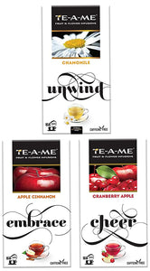 TE-A-ME Chamomile Infusion Tea, 25 Infusion Tea Bags (2 Flavored Bags Free) - Apple Cinnamon Infusion, 25 Tea Bags (2 Flavored Bags Free) - Cranberry Apple Infusion, 25 Tea Bags (2 Flavored Bags Free)