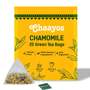 Chaayos Chamomile Tea - 25 Chamomile Green Tea Bags | Chamomile and Green tea leaves | Contains Pure Chamomile Flowers | Rich in antioxidants | Whole Leaf Tea | 100% Organic Chamomile Tea