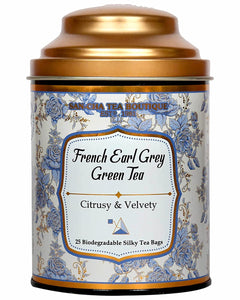 Sancha Tea Boutique French Earl Grey Green Tea Bags(Pack of 25), Pyramid Tea Bags,Rich in Antioxidants, Made with Bergamot & Vanilla, Green Tea Immune, Low Bitterness, Zero Calories & Improves Metabolism