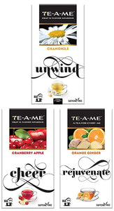 TE-A-ME Chamomile Infusion Tea, 25 Infusion Tea Bags (2 Flavored Bags Free) - Cranberry Apple Infusion, 25 Tea Bags - Orange Ginger Herbal Infusion Tea, Pack of 25 Tea Bags (2 Flavored Bags Free)