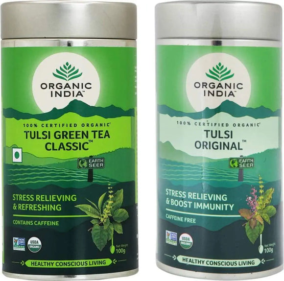Organic India Tulsi Green 100g & Organic India Tulsi Original 100g
