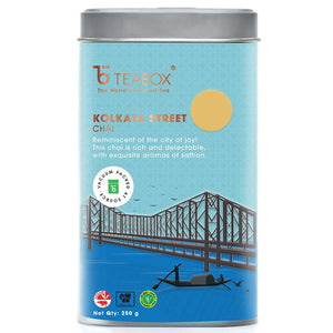 Teabox Kolkata Street Masala Chai 250 Grams| Reminiscent Of The City Of Joy | Tea Blended With Saffron, Cardamom, Nutmeg & Ginger, With Exquisite Aromas Of Saffron