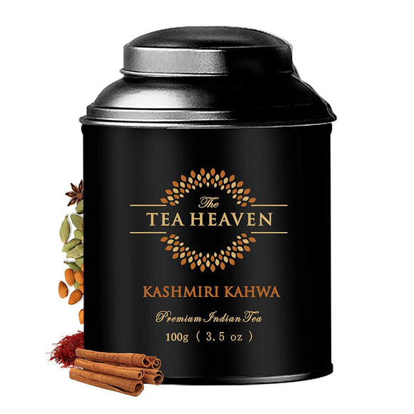 The Tea Heaven | Diwali Gift - Kashmiri Kahwa| 100grams | Blended with Saffron, Almonds, Spices -100 % Natural Ingredients