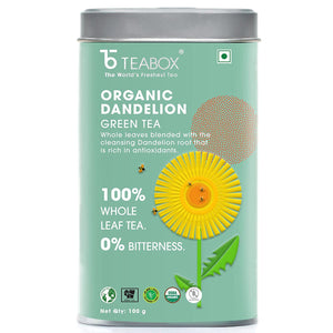 Teabox Organic Dandelion Green Tea Loose Leaves 100 Grams | Made with 100% Whole Leaf & Natural Dandelion Roots