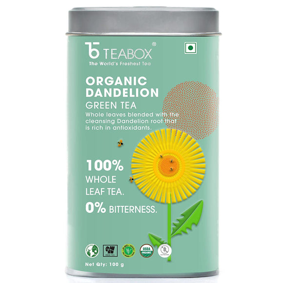 Teabox Organic Dandelion Green Tea Loose Leaves 100 Grams | Made with 100% Whole Leaf & Natural Dandelion Roots