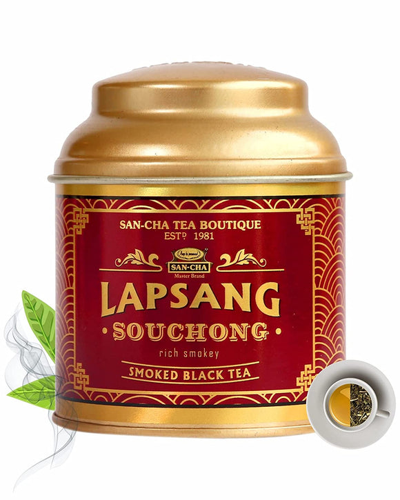 Sancha Tea Boutique Lapsang Souchong Smoked Tea|Russian Caravan Tea|Single Malt Whisky Like Notes|Robust|Pleasurable and Smooth (25Cups+)|Smoked Tea Leaves|50gms Loose Leaf Tea