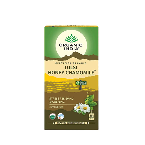 Organic India Tulsi Honey Chamomile 25 Tea Bags- (Pack of 4)