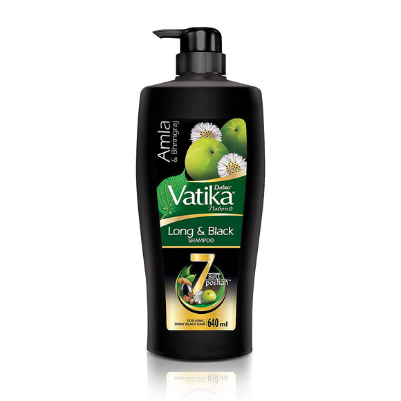 Dabur Vatika Long & Black Shampoo, with the Goodness of Amla & Bhringraj for Shiny, Black Hair - 640ml