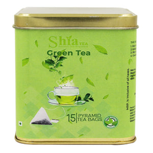 Shia Green Tea | Herbal Tea | Genuine Organic Flavour | 100 grams | pyramid Tea bags (Green tea bags)