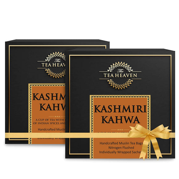 The Tea Heaven | Diwali Gift - 40 Tea Bags Gift Box Combo| Double Kashmiri Kahwa | Healthy Gift Pack