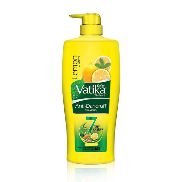 Dabur Vatika Anti Dandruff Shampoo, with Lemon & Methi for Dandruff Free Hair - 640ml