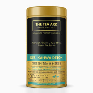 The Tea Ark Detox Desi Kahwa Green Tea, Herbs & Rock Salt | Natural Body Cleanse, Immunity Booster & Weight Management for Men Women (50 Cups),100 Gms (Tin)