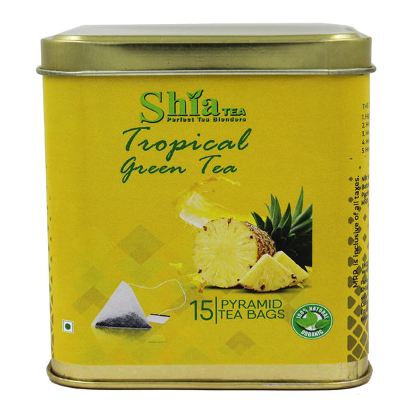 Shia Green Herbal Tea Bags | Fresh Flavoured Tea | 15 Premium Pyramid Tea Bags | Detox Green Tea High in Antioxidants