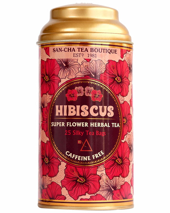 Sancha Tea Boutique, Hibiscus Tea, Pure Herbal Tea, Caffeine Free Tea, Hibiscus Flower Tea, 25 Pyramid Tea Bags, Tea, Tea for High Blood Pressure Control