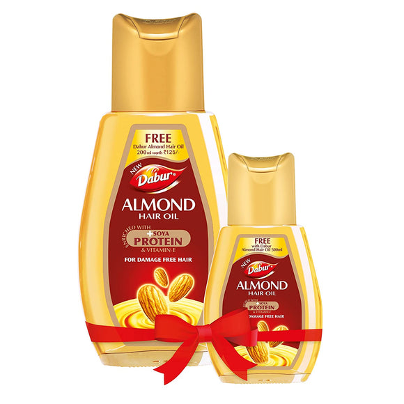 Dabur Almond Hair Oil with Almonds , Soya Protein and Vitamin E for Non Sticky , Damage free Hair - 500ml