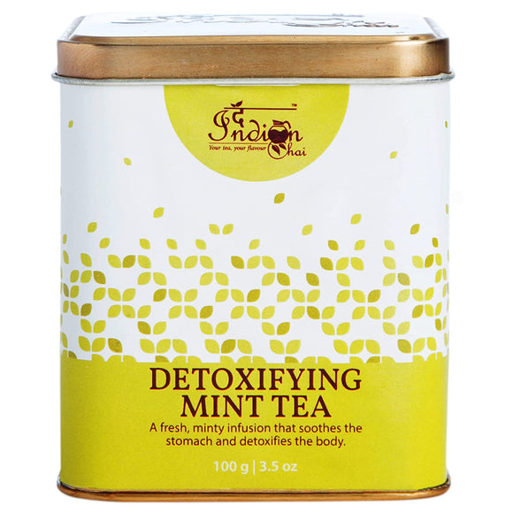 The Indian Chai - Detoxifying Mint Tea 100g with Spearmint, Peppermint, Ginger, Fennel etc for Digestion, Prevents gas, Helps Flush Out Toxins, Detox Herbal Tea