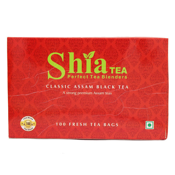 Shia Tea Strong Assam Black Tea 100 Tea Bags | Premium Black Tea of Upper Assam & North Bank