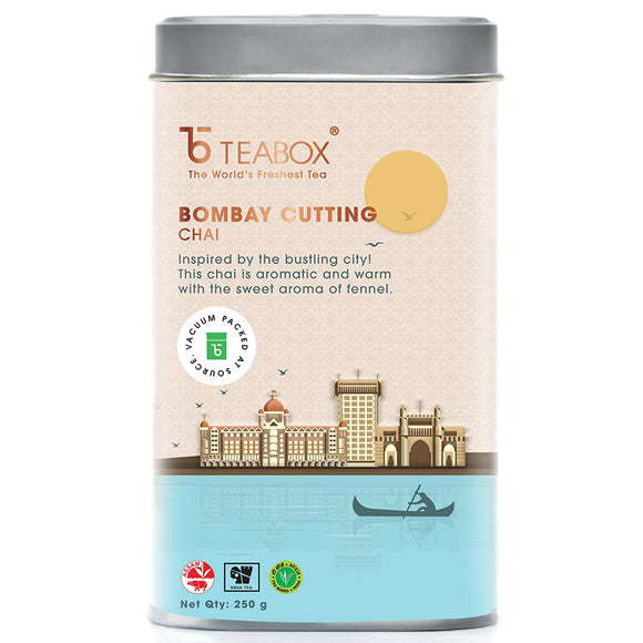 Teabox Bombay Cutting Masala Chai 250 Grams | Inspired By The Bustling City | Tea Blended With Natural Cardamom, Ginger & Fennel