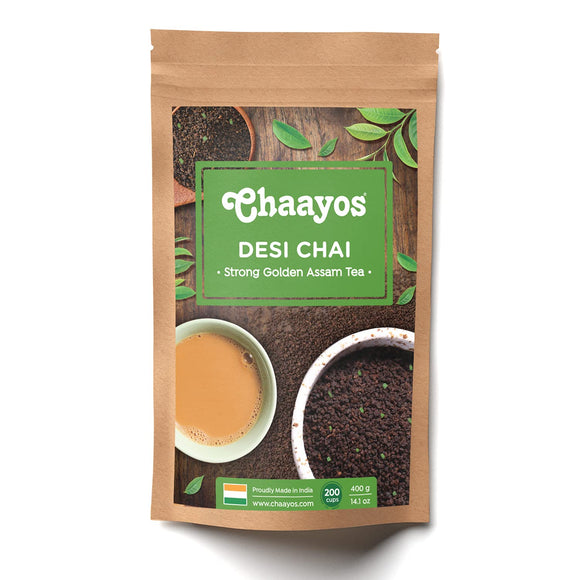 Chaayos Tea Gold | Strong Golden Assam Tea | Desi Chai | Crop of 2021 (400g)