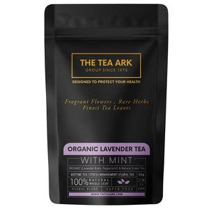 The Tea Ark Organic Lavender & Peppermint Tea, with Natural Green Tea, Herbal Bedtime Tea for Sleep, Stress Management for Men Women (25 Cups), 50 Gms (Pouch)