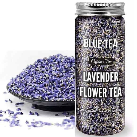 BLUE TEA- Lavender Flower Tea - 50 gm || STRESS RELIEF TEA || Tea, Baking, Lemonade - Fresh Fragrance | FOOD GRADE Pet Jar Pack |