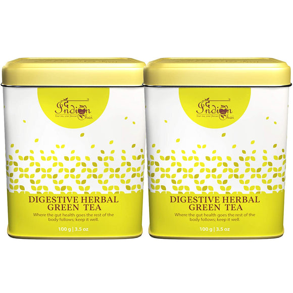 The Indian Chai - Digestive Herbal Green Tea 200g with Chamomile, Peppermint, Lavender, Calendula etc for Detox, Weight Loss & Digestion and Good Sleep