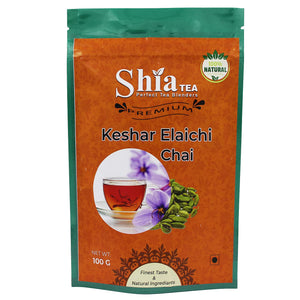 Shia keshar Elaichi Chai | Rich and Flavoured Chai | Black Tea| Natural Spices |100 grams (Kesar Elaichi Chai)