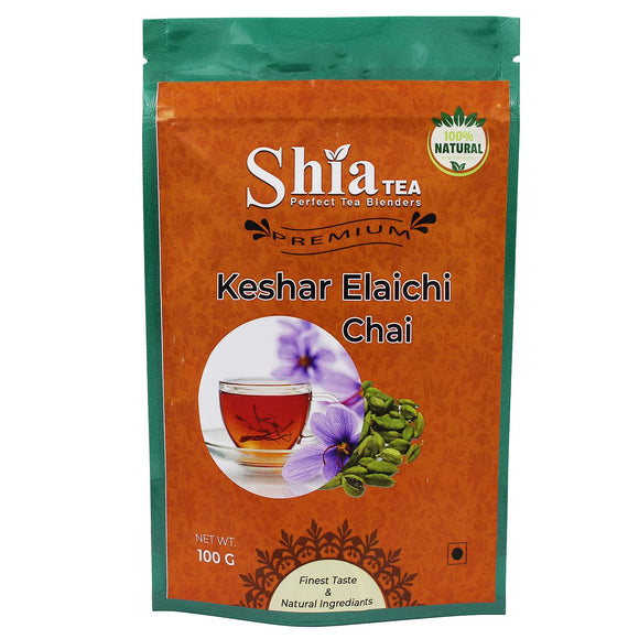 Shia keshar Elaichi Chai | Rich and Flavoured Chai | Black Tea| Natural Spices |100 grams (Kesar Elaichi Chai)