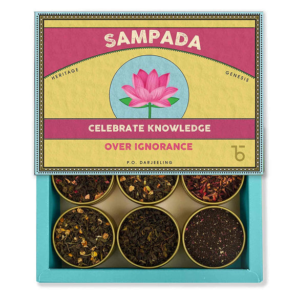Teabox Sampada Premium Gift Collection From The Source | Assam Masala Chai | Bombay Cutting Masala Chai | Caramel Spice Chai | Punjabi Masala Chai | Wayanad Cardamom Masala Chai | Kolkata Street Masala Chai