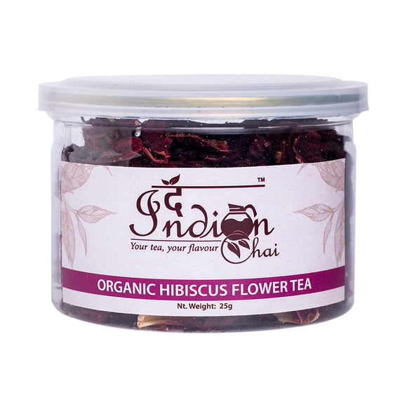 The Indian Chai - Organic Hibiscus Flower Tea for Blood Sugar and Cholesterol, Digestion, Delicious Herbal Tea, 25g