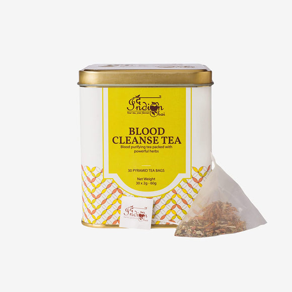 The Indian Chai – Blood Cleanse Tea 30 Pyramid Tea Bags with Manjistha, Dandelion Flower, Yarrow, Red Clover, Amla etc. for Detox, Purifying Blood, Natural Cleanser, Herbal Tea
